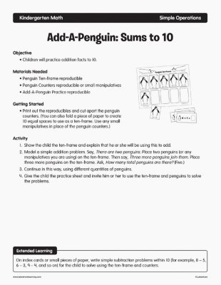 Add-A-Penguin Sums to 10
