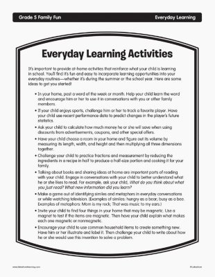 Everyday Learning Activities