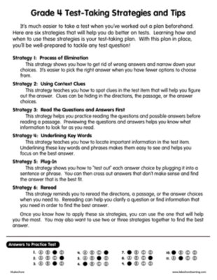 Reading Comp. Practice Test &ndash; Gr. 4