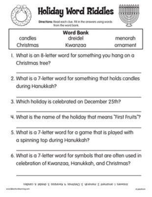 Holiday Word Riddles