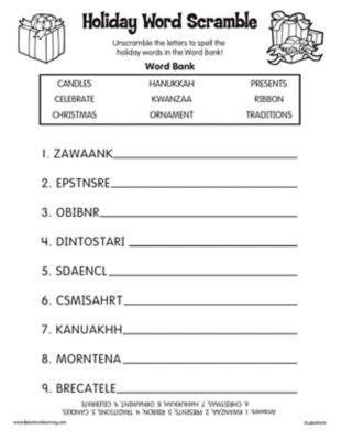 Holiday Word Scramble