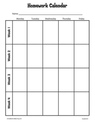 Homework Calendar