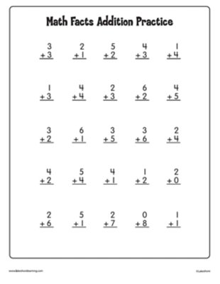 Math Facts Practice Sheets