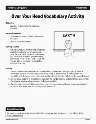 Over Your Head Vocabulary Activity