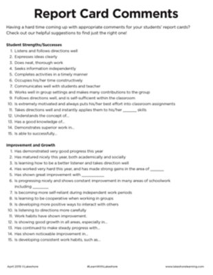 Report Card Comments