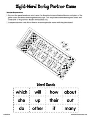 Sight-Word Derby Partner Game