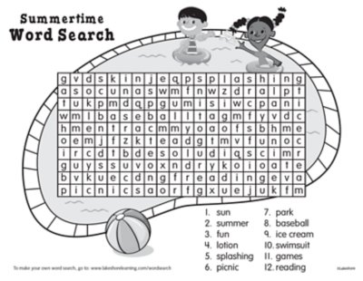 Summertime Word Search