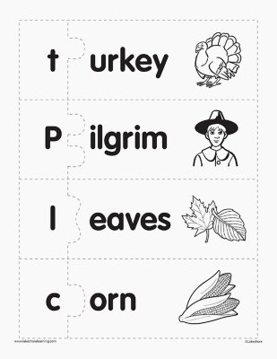 Thanksgiving Phonics Puzzle Fun