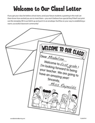&ldquo;Welcome to Our Class!&rdquo; Letter
