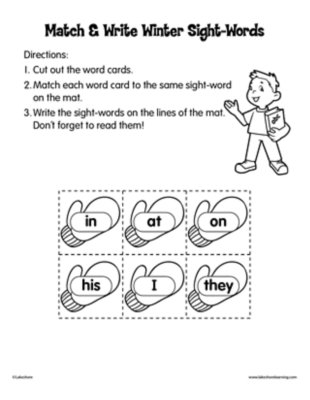 Match &amp; Write Winter Sight-Words