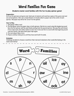 Word Families Fun Game