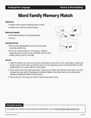 Word Family Memory Match