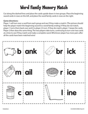 Word Family Memory Match 