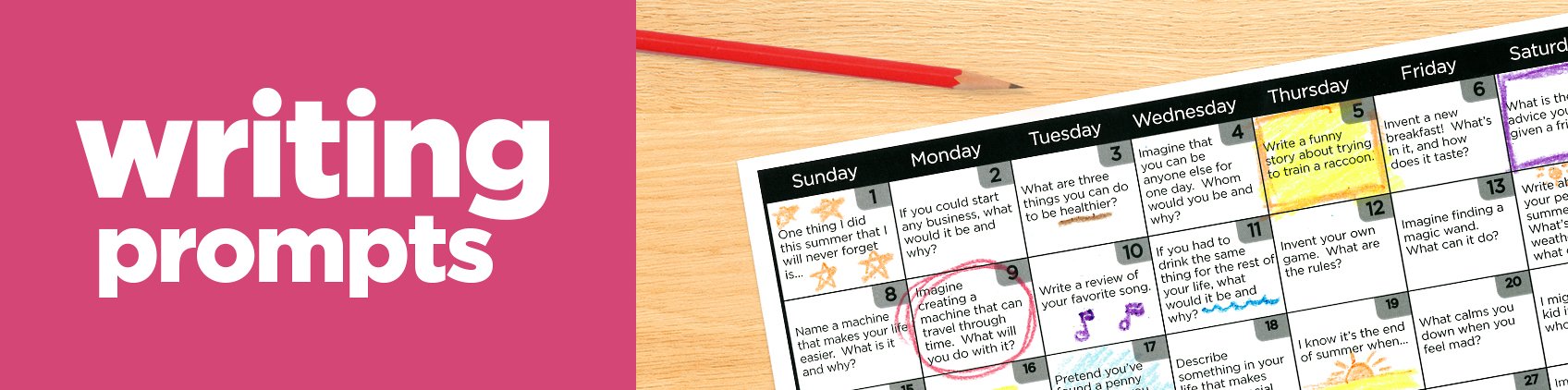 Download our free calendars with engaging writing prompts for the entire year!