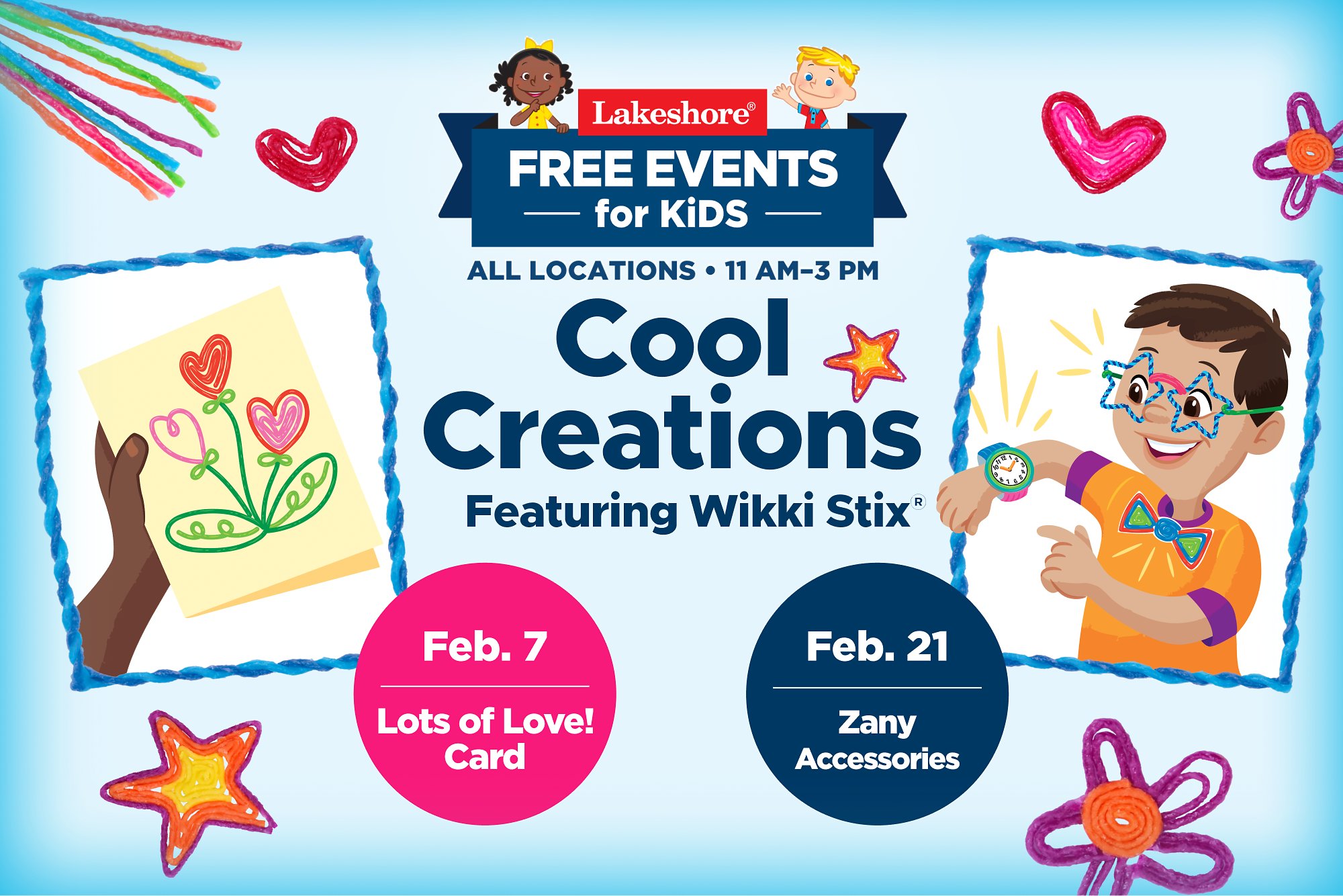 Free Cool Creations events, all locations, 11 a m to 3 p m. Click to learn more.
