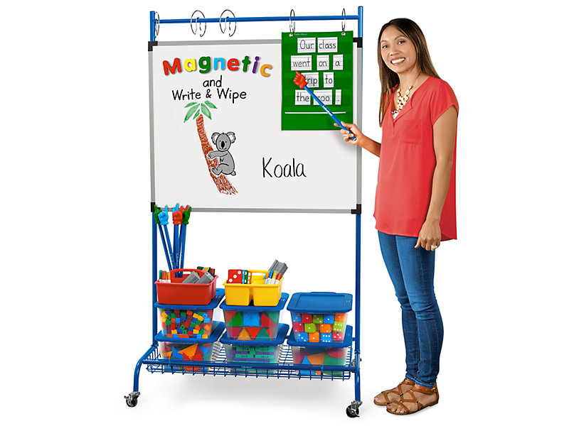 Classroom Chart Stand with Storage Bins