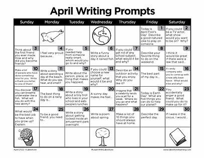 Monthly Writing Prompt Calendars | Journal Prompts | Lakeshore®