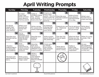 April Writing Prompts | Journal Prompts | Lakeshore®