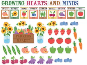 Farmers Market Growing Hearts Bulletin Board Set