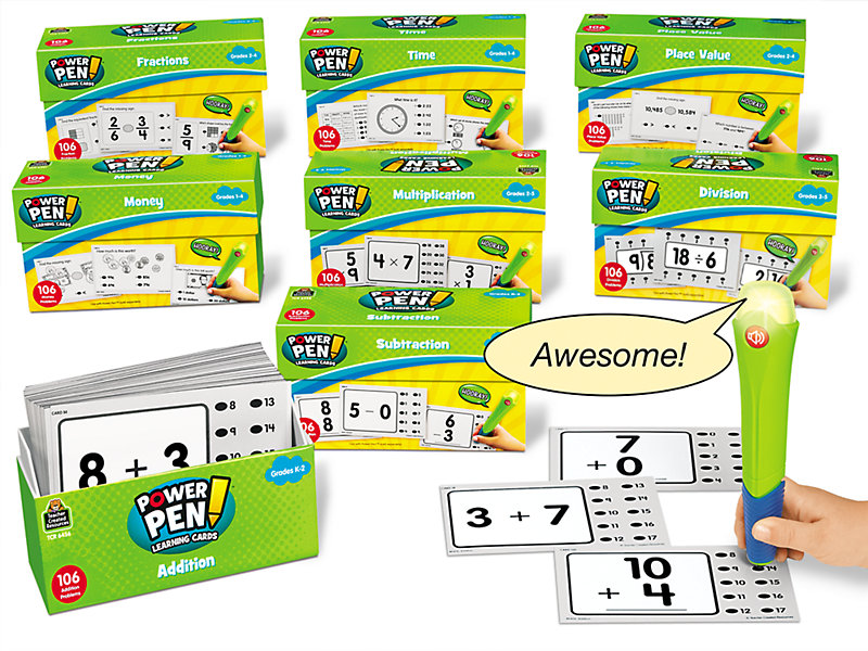 Teacher Created Resources Power Pen Learning Math Quiz Cards Multiplication, 