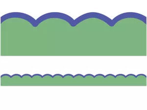 Color Crush Green with Blue Scalloped Border