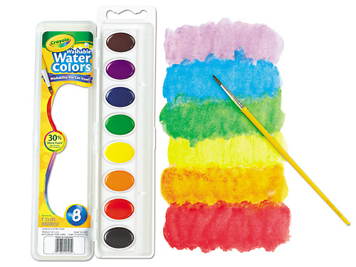 Crayola Washable Kids' Paint Set, Washable Watercolor Paint, Paint Brush Set