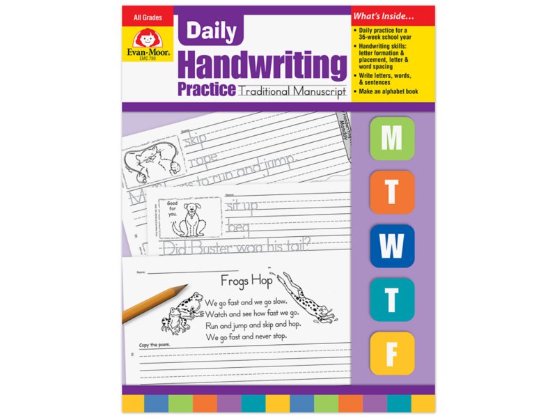 Traditional Manuscript Daily Handwriting Practice Workbook at Lakeshore ...