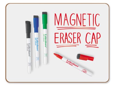 Magnetic Write & Wipe Markers with Eraser Caps - Set of 4 Colors