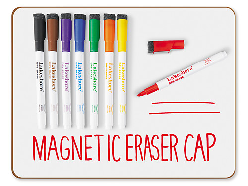 Magnetic Write & Wipe Markers with Eraser Caps - Set of 8 Colors at ...