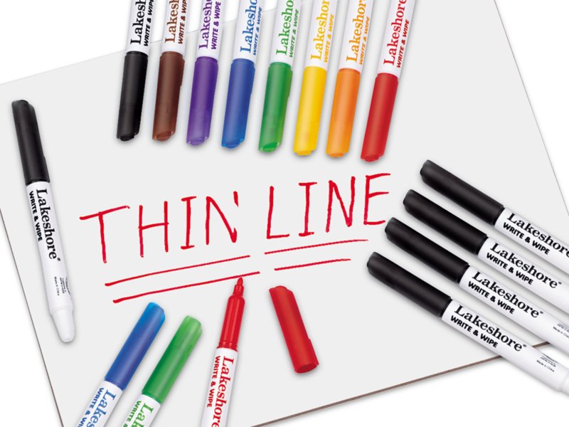 Lakeshore Write & Wipe Thin-Line Markers - Class Pack