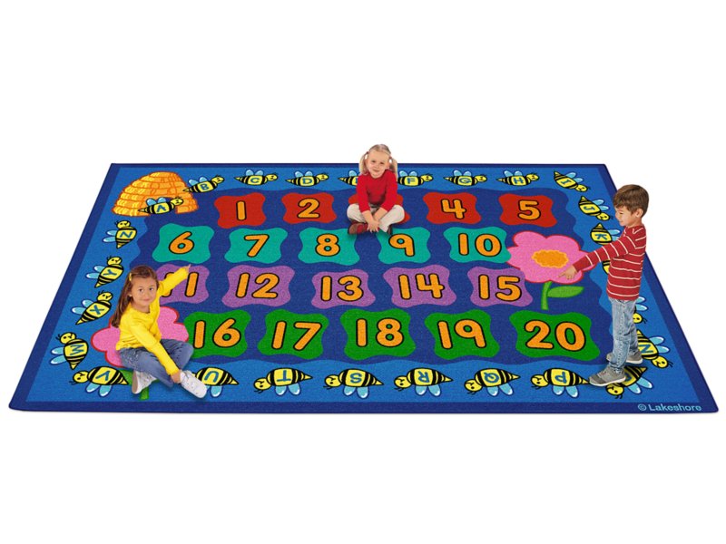 Alphabet and Numbers Play Rug Educational and Fun Kid’s Mat Shapes and Colorful Shape Designs Nursery and Classroom Carpet Runner Bedroom by Amy & Delle 