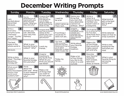 December Writing Prompts | Journal Prompts | Lakeshore®