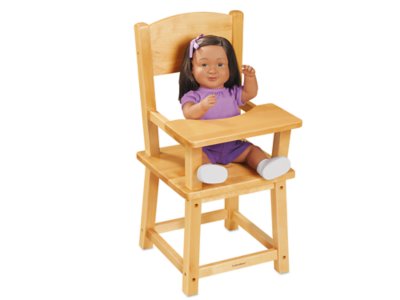 Wooden doll crib and highchair hot sale