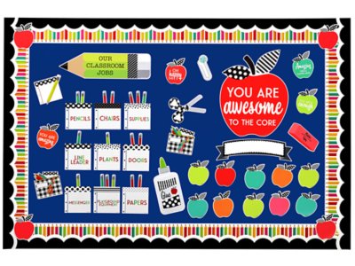 Black, White&nbsp;& Stylish Brights Motivational Bulletin Board Set