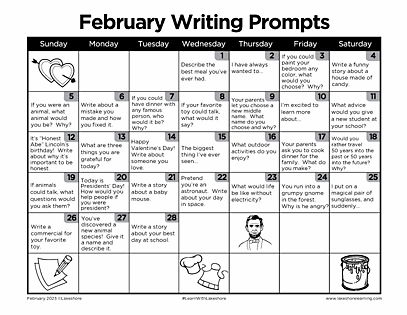 February Writing Prompts 2021
