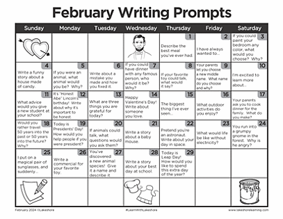 February Writing Prompts | Journal Prompts | Lakeshore®