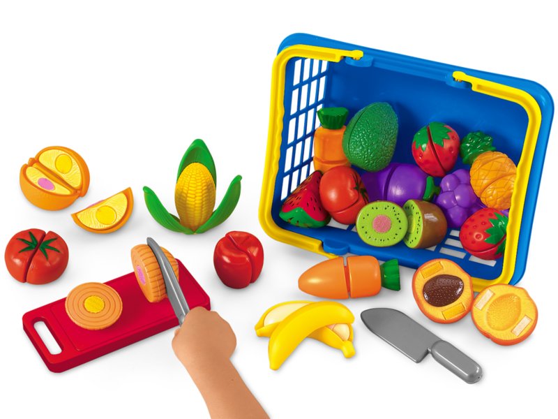 Set of 14 Wooden Role Play Accs Cutting Toys Kitchen Fruits Set Children 