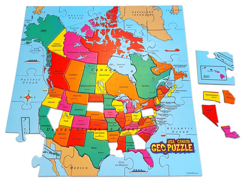 Details about   GEOToys USA Canada Geo Puzzle 68/70 Pieces Geography Map 17in x 17in Jigsaw Used 