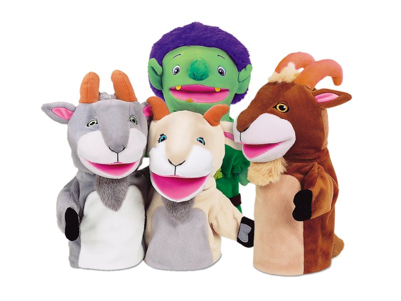 5pc Billy Goats Gruff Story Hand Puppets Set Childrens School Storytime Set 
