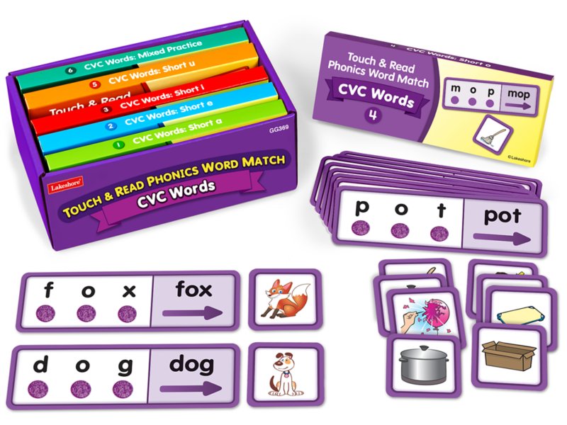 Blending Cards Teaching Supplies CVC Word Reading Activity Set 