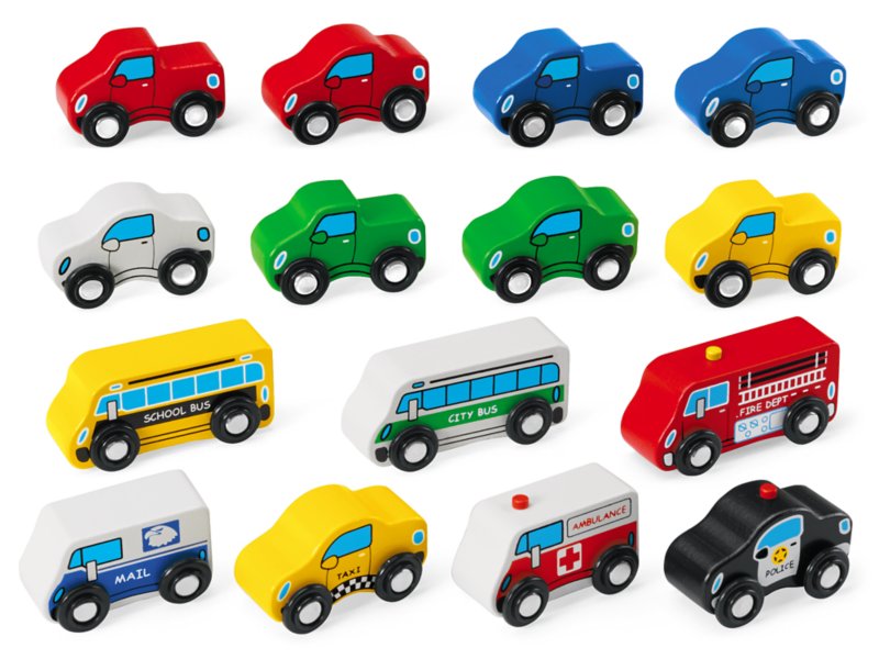 Mini Hardwood Vehicles - Set of 15 at Lakeshore Learning