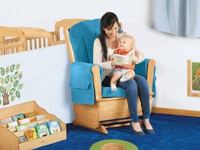 Classroom-Safe Glider Rocker&nbsp;- Blue Microfiber
