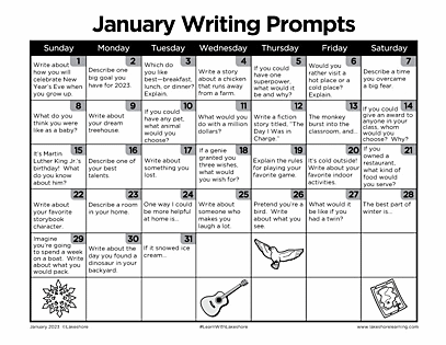 January Writing Prompts | Journal Prompts | Lakeshore®