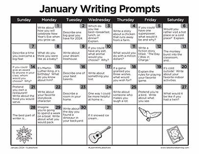 January Writing Prompts | Journal Prompts | Lakeshore®