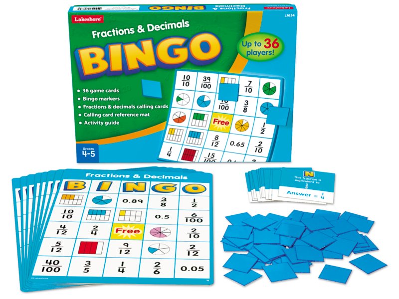 Fractions & Decimals Bingo at Lakeshore Learning for Decimal Bingo Printable Free