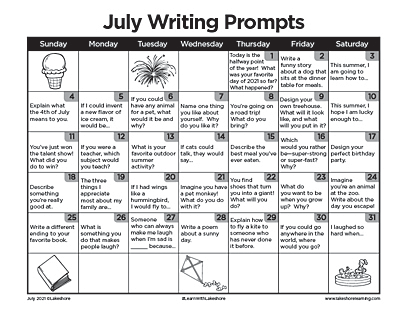 July Writing Prompts | Journal Prompts | Lakeshore®