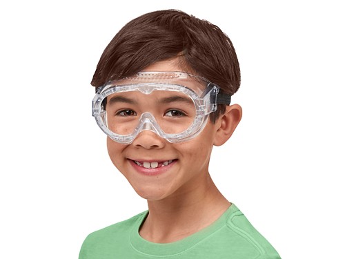 wearing safety goggles