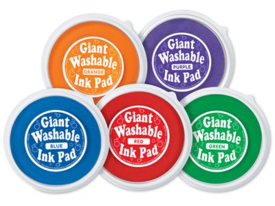 Giant Washable 6 Ink Pad 5 Colors Red Blue Green Purple Orange Lakeshore