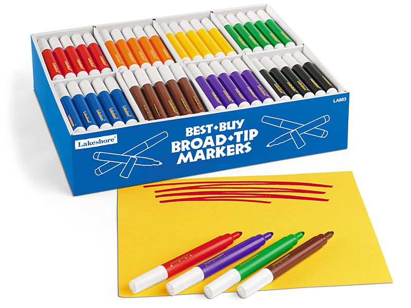 Bazic 10 Classic Colors Broad Line Jumbo Watercolor Markers Case of 24