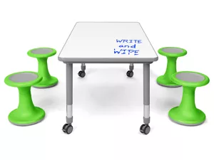 Flex-Space Write&nbsp;& Wipe Table&nbsp;& Wobble Chairs Bundle